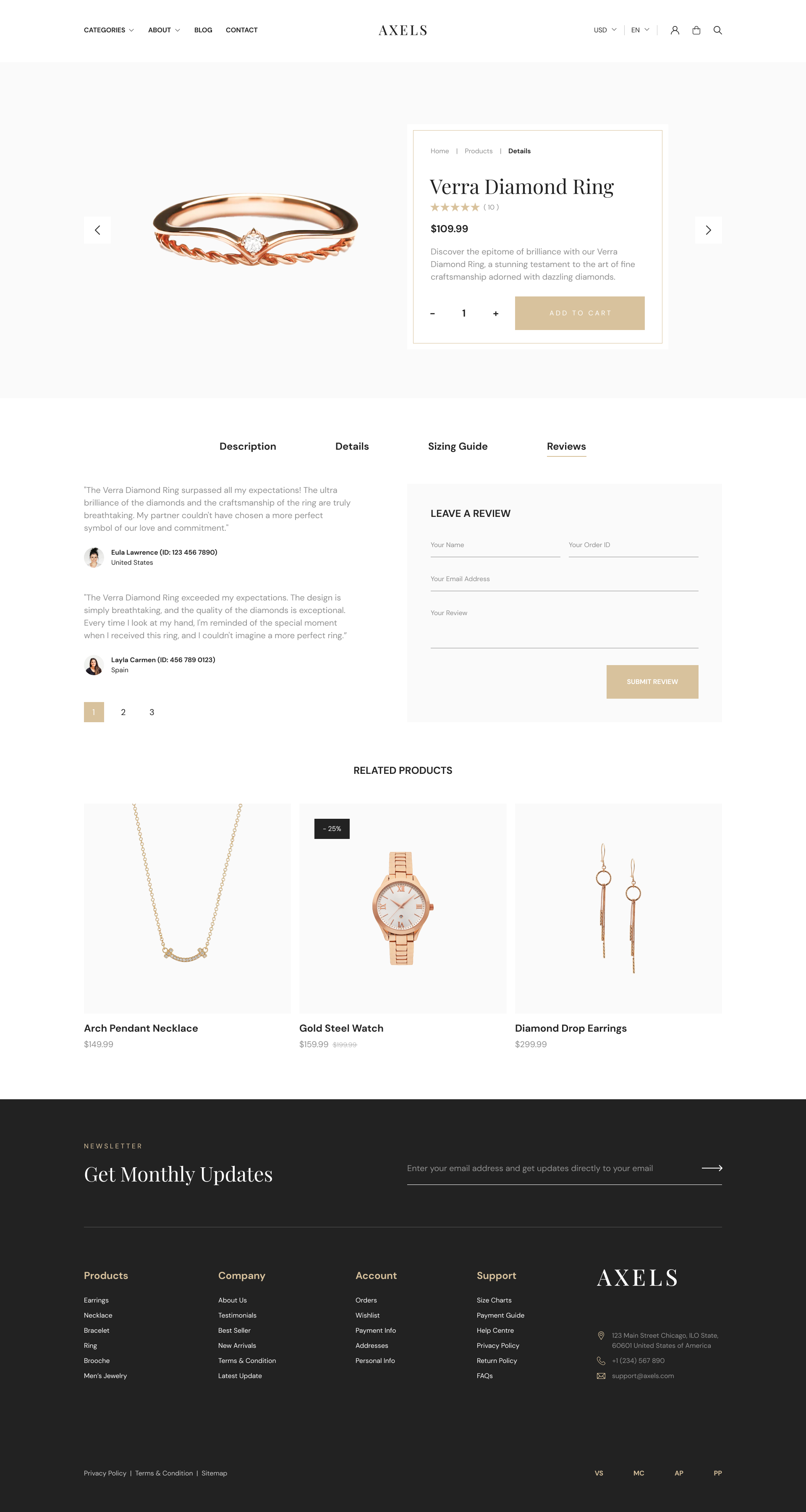 Axels Jewelry E Commerce Website Ui Figma Template By Peterdraw